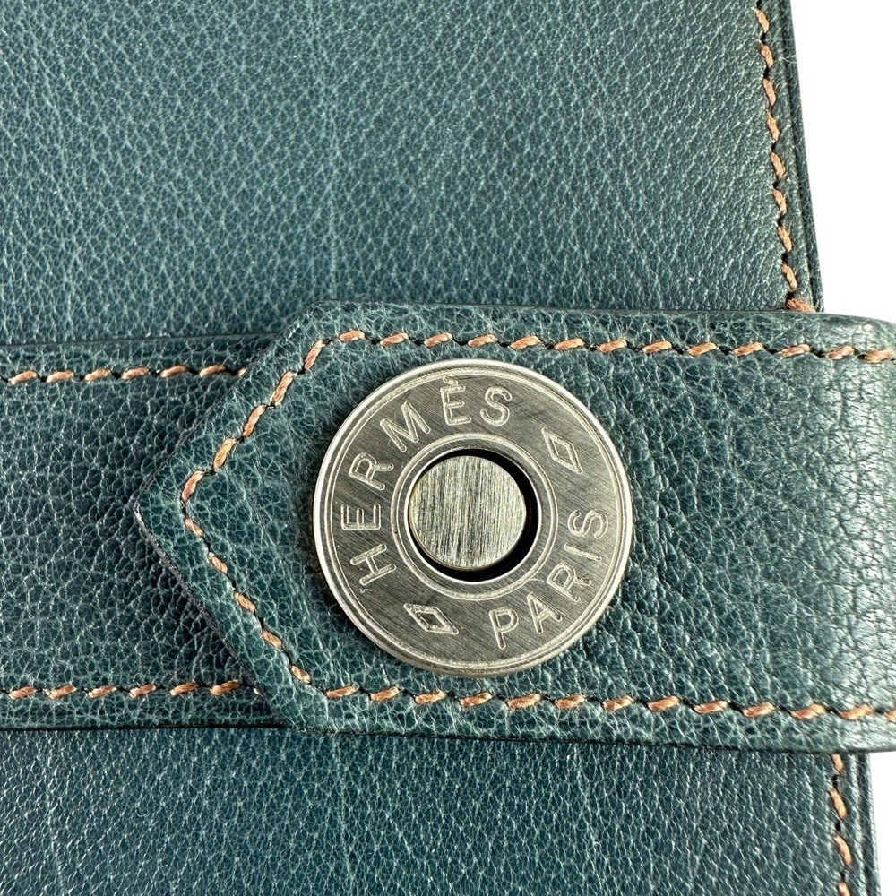 Genuine HERMES Dimitri Blue Long Wallet Organizer Rare Hard to Find Excellent